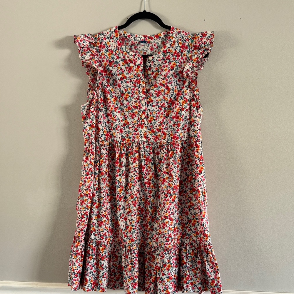 Old Navy Women’s Spring Multicolor Floral Dress Ruffle Cap Sleeves size Medium